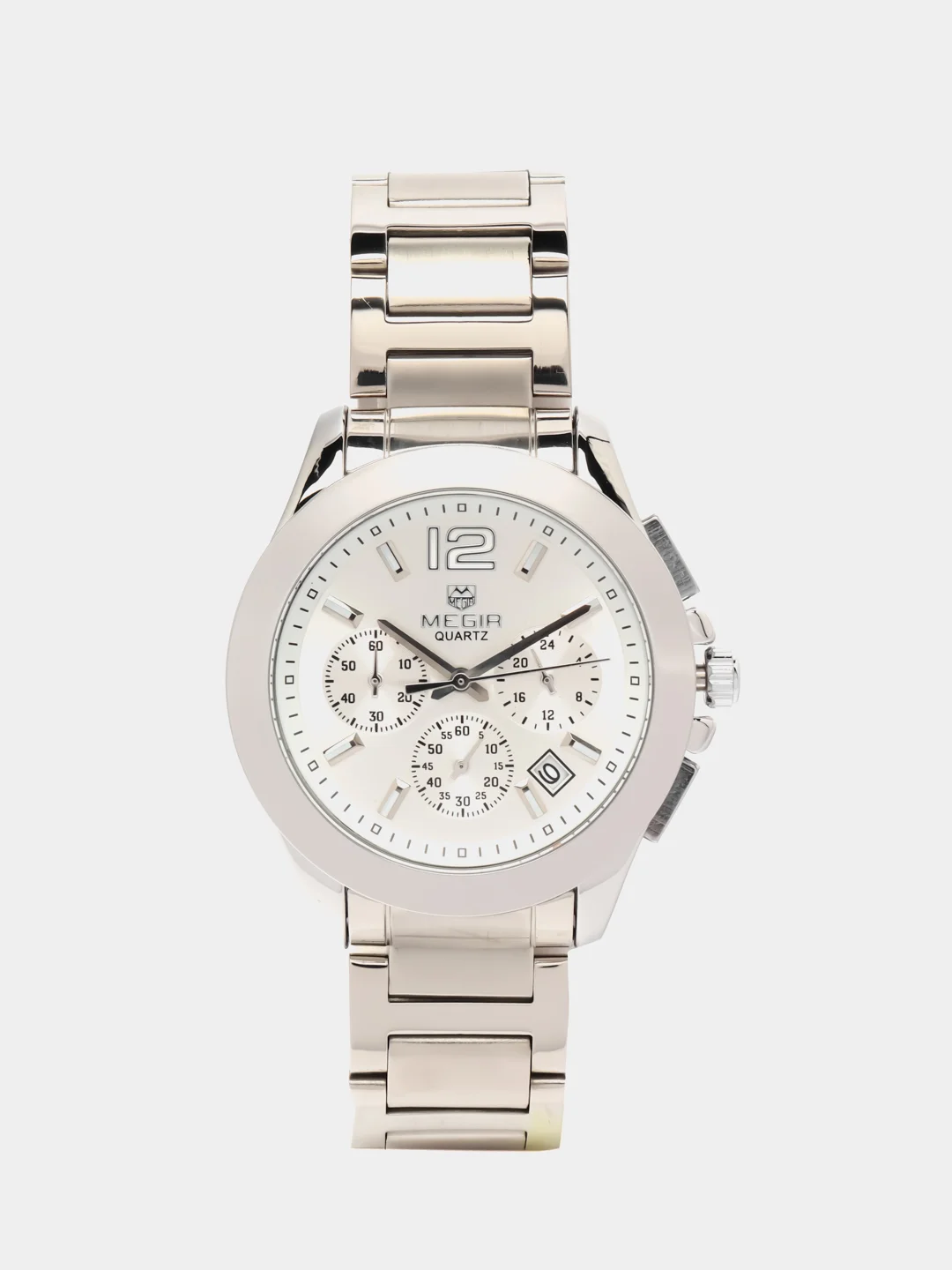 Серебряный мужские наручные часы Megir MS5006G, с хронографом, в подарочной упаковке