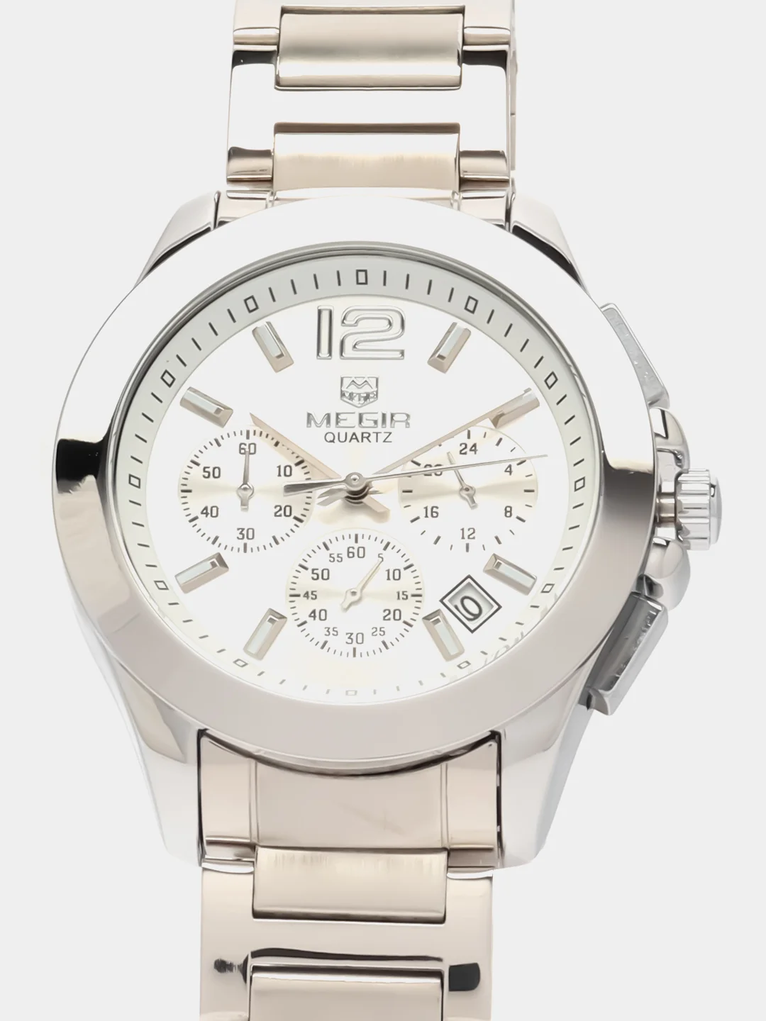 Серебряный мужские наручные часы Megir MS5006G, с хронографом, в подарочной упаковке