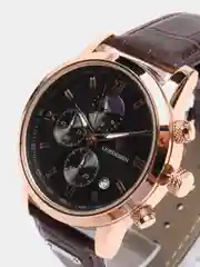 Шоколадный мужские наручные часы Lige LG8953 с хронографом, в подарочной упаковке