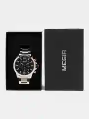 Серебряный мужские наручные часы Megir MS2156G, с хронографом, в подарочной упаковке