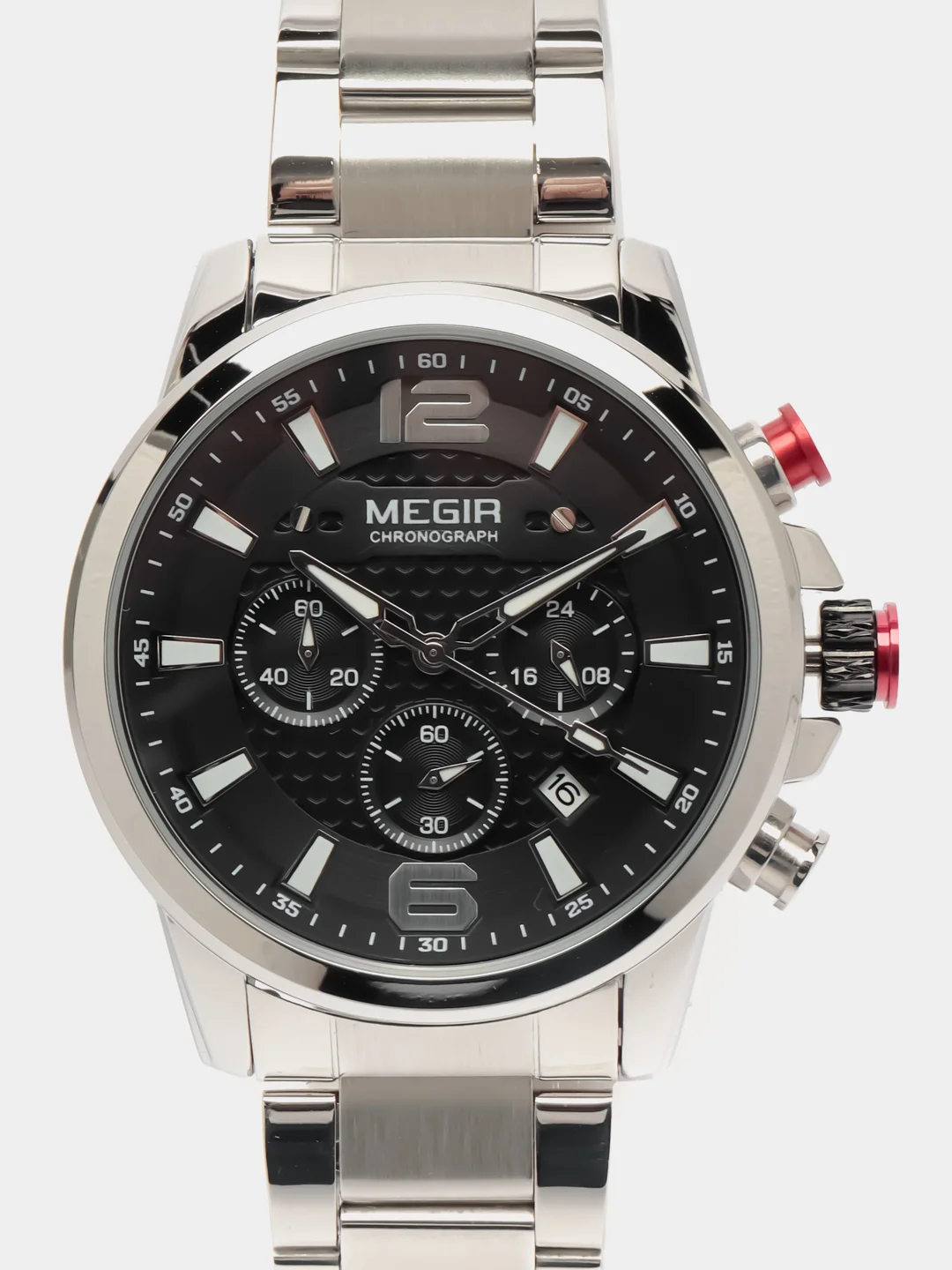Серебряный мужские наручные часы Megir MS2156G, с хронографом, в подарочной упаковке