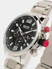Серебряный мужские наручные часы Megir MS2156G, с хронографом, в подарочной упаковке