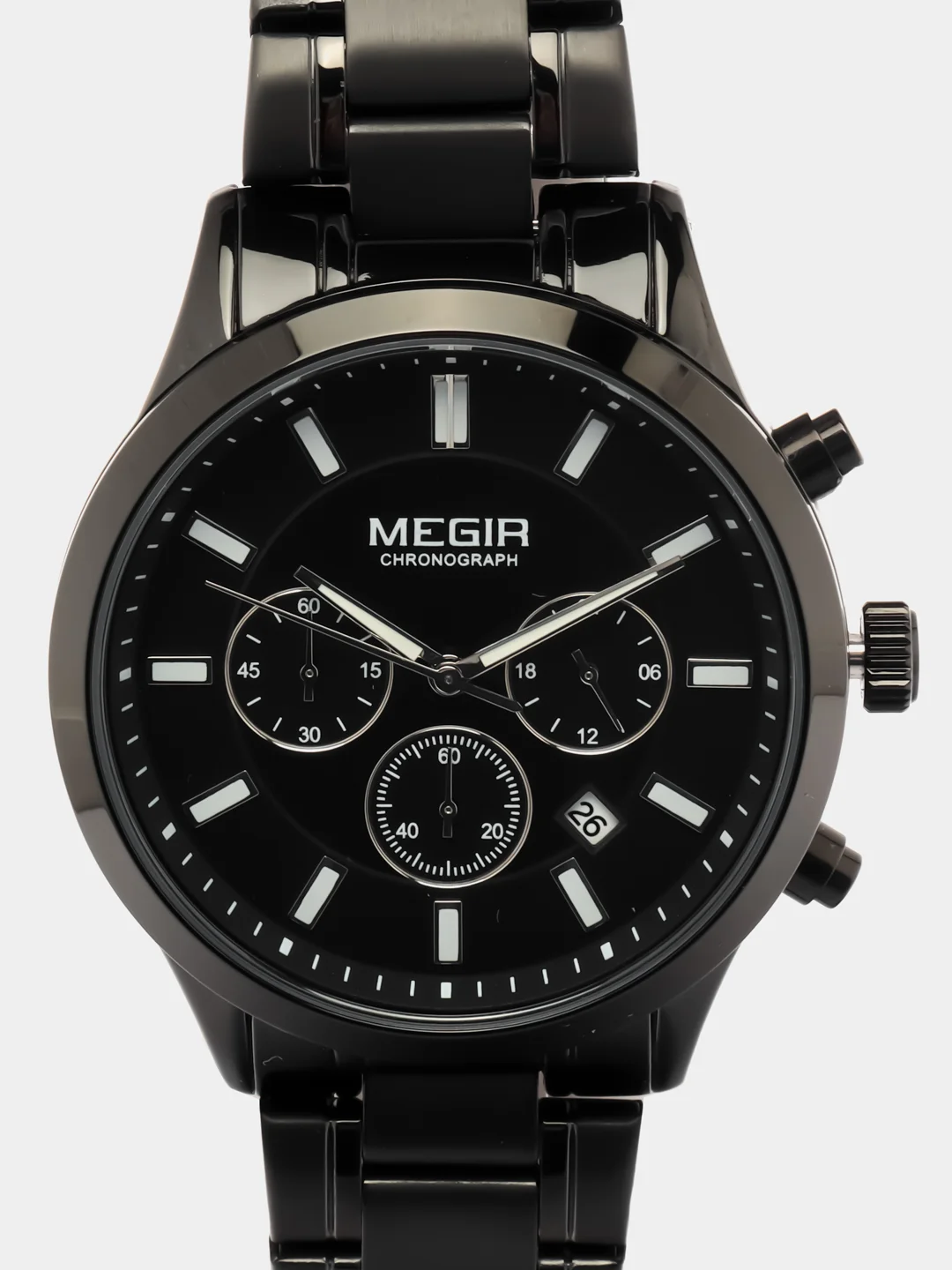 Черный мужские наручные часы Megir MS2150G, с хронографом, в подарочной упаковке