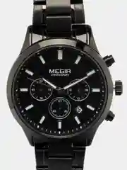 Черный мужские наручные часы Megir MS2150G, с хронографом, в подарочной упаковке