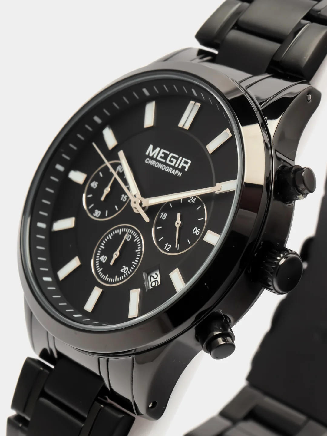 Черный мужские наручные часы Megir MS2150G, с хронографом, в подарочной упаковке