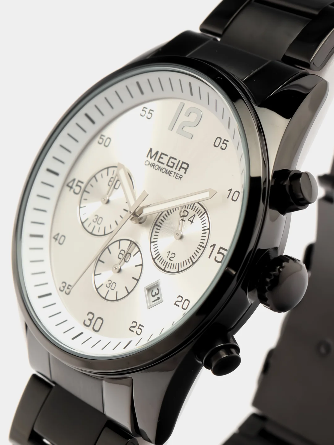Хром мужские наручные часы Megir MS2010G, с хронографом, в подарочной упаковке