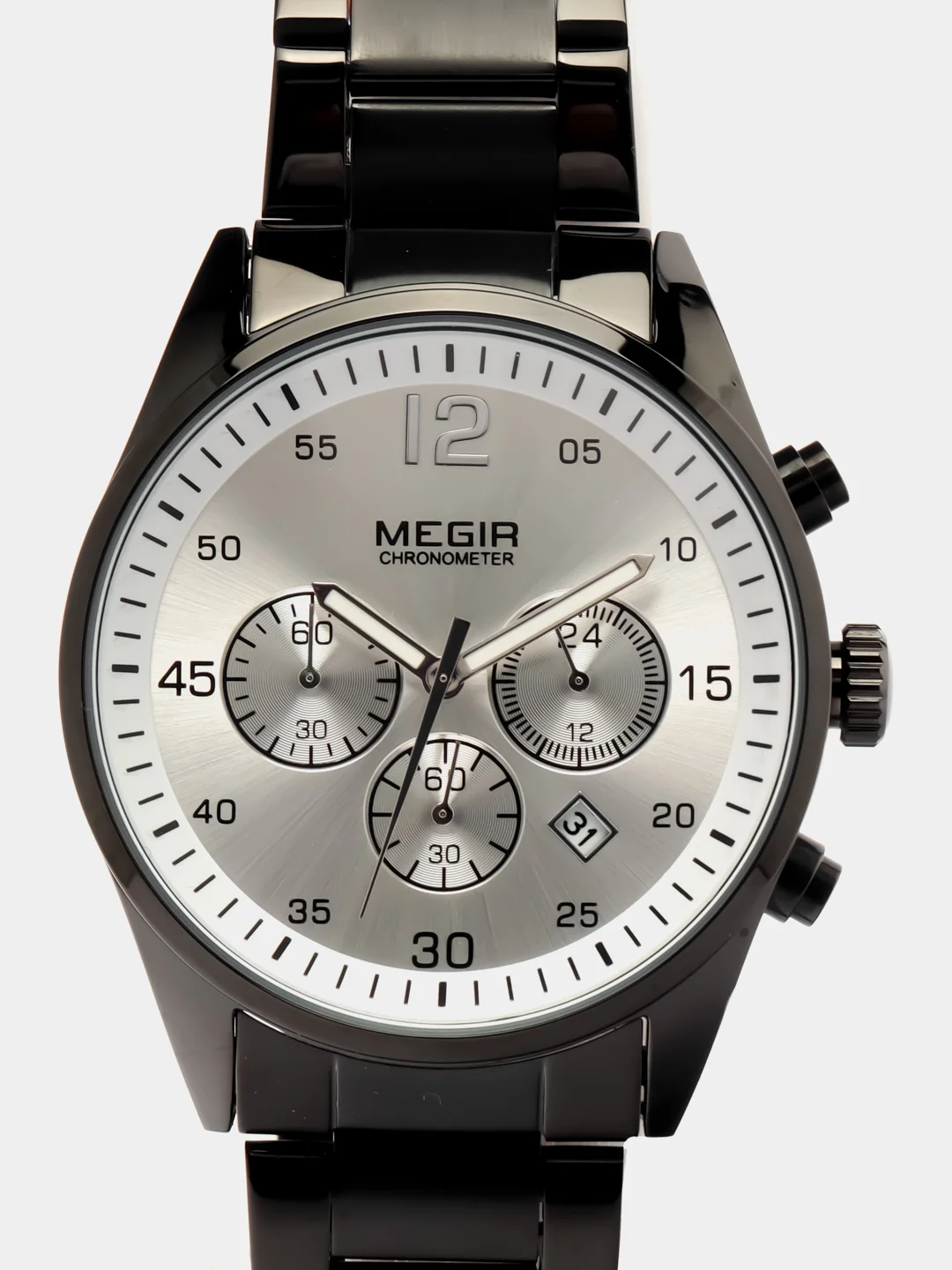 Хром мужские наручные часы Megir MS2010G, с хронографом, в подарочной упаковке