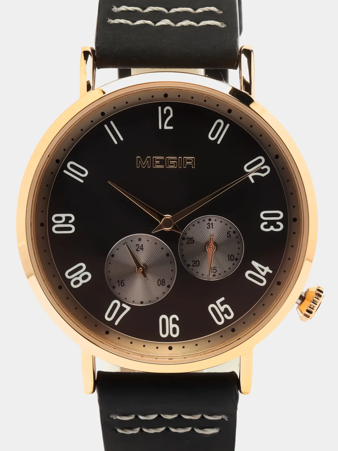 Черный мужские наручные часы Megir ML1083G с хронографом, в подарочной упаковке