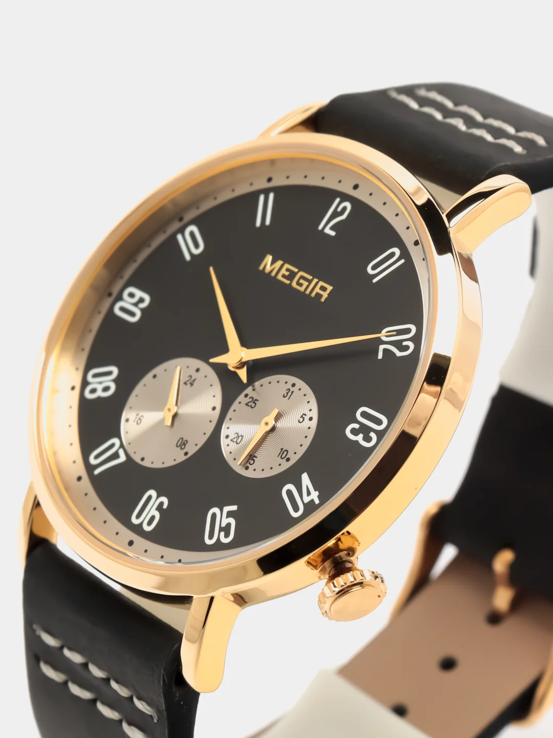 Черный мужские наручные часы Megir ML1083G с хронографом, в подарочной упаковке