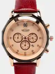 Красный женские наручные часы Megir ML2042LRE с хронографом, в подарочной упаковке