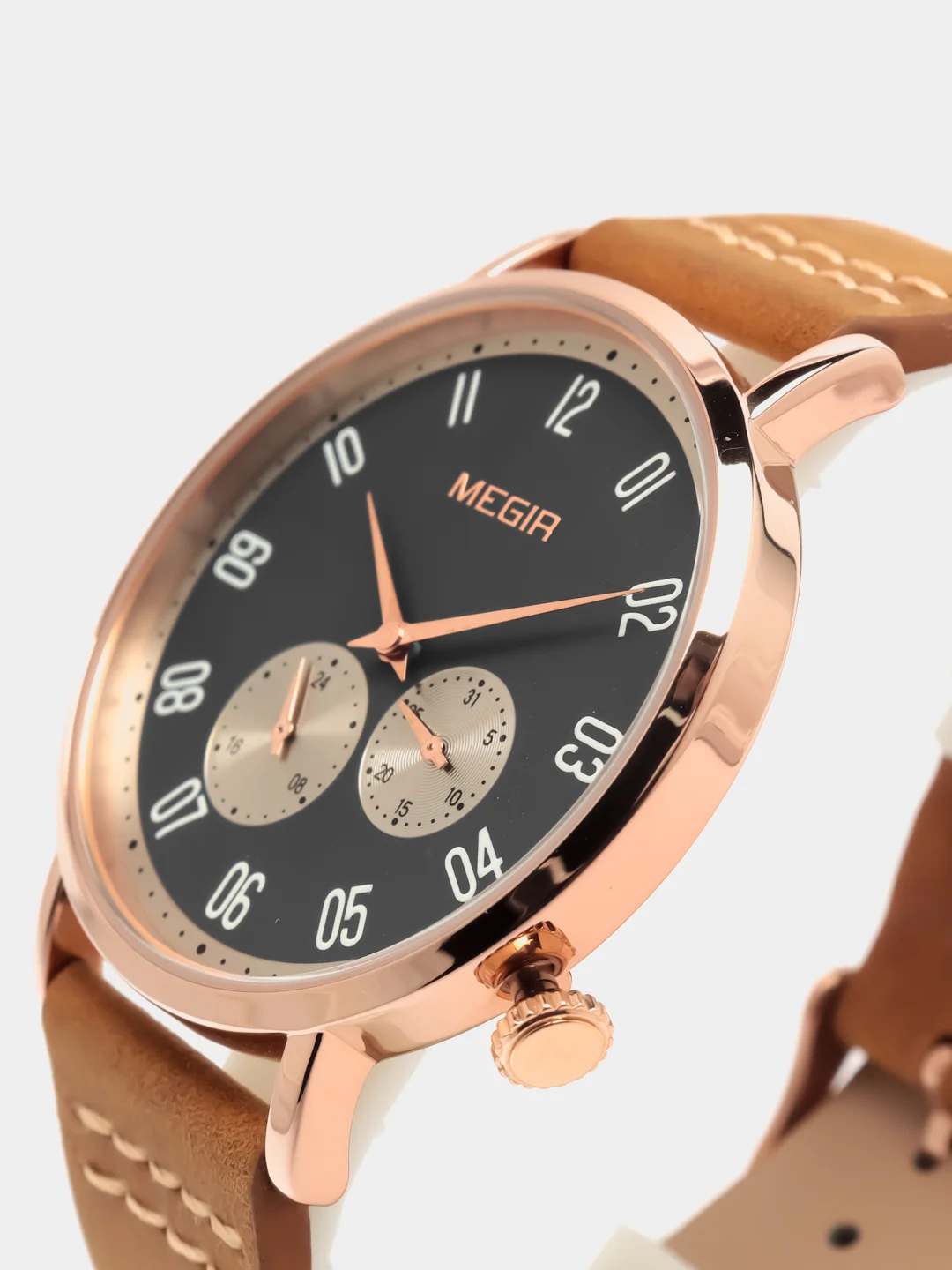 Бронзовый мужские наручные часы Megir ML1083G с хронографом, в подарочной упаковке