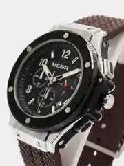 Серебряный мужские наручные часы Megir MN3002G, с хронографом, в подарочной упаковке