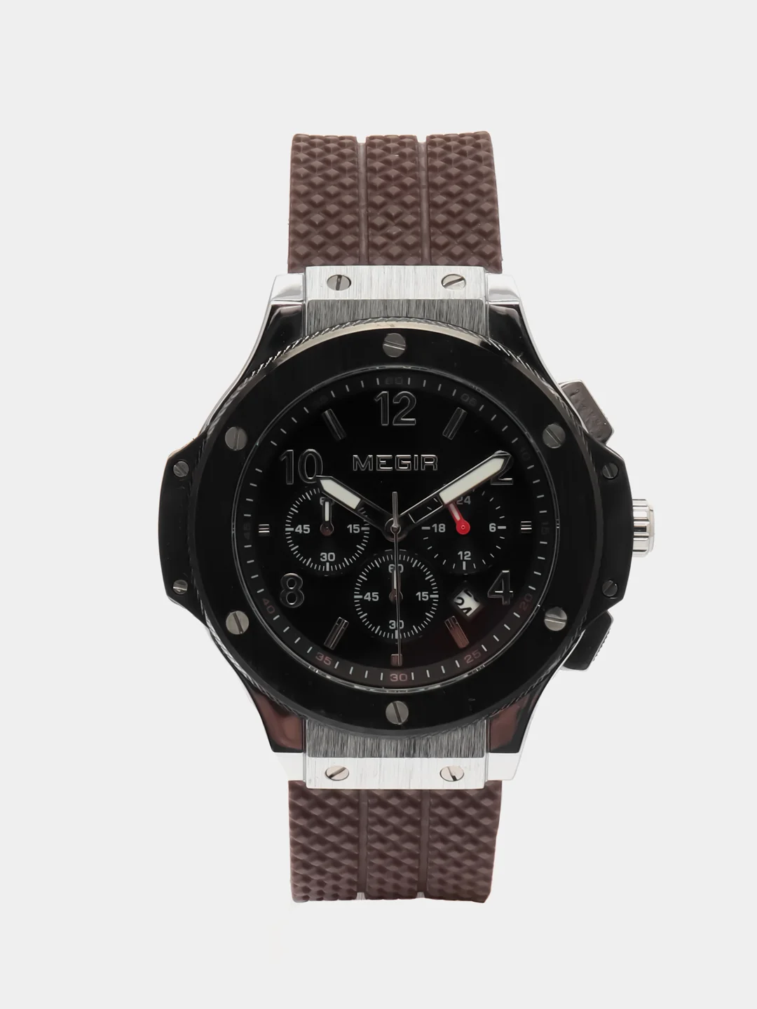 Серебряный мужские наручные часы Megir MN3002G, с хронографом, в подарочной упаковке