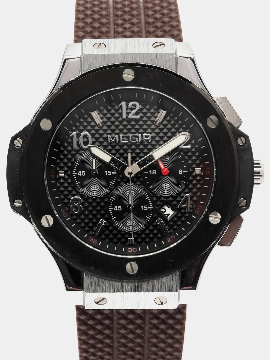 Серебряный мужские наручные часы Megir MN3002G, с хронографом, в подарочной упаковке