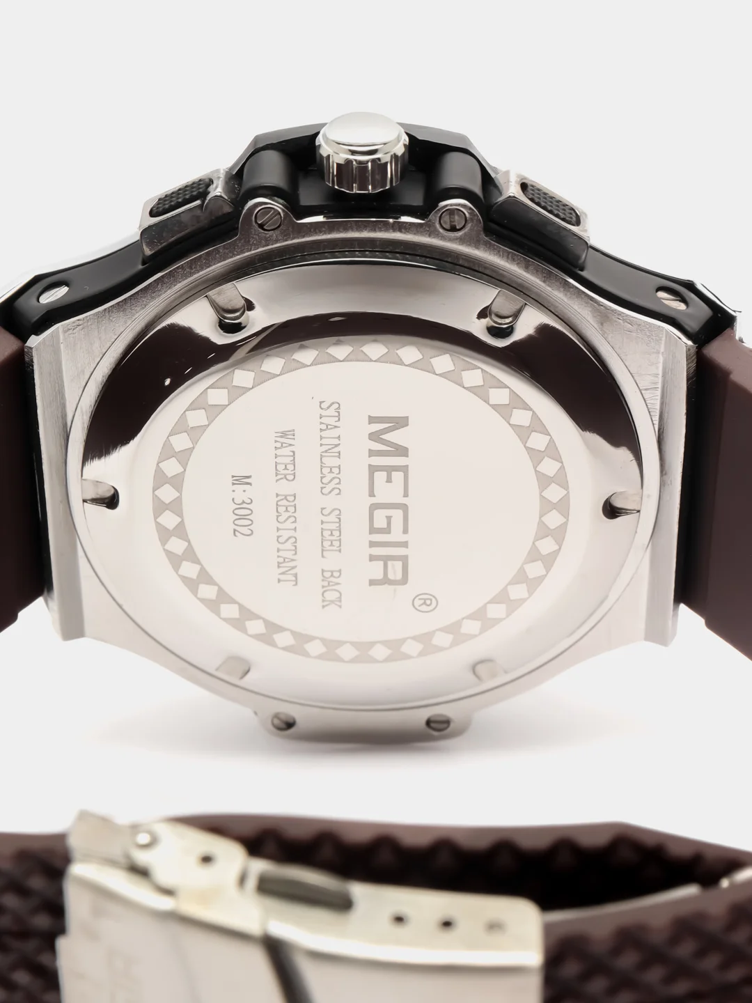 Серебряный мужские наручные часы Megir MN3002G, с хронографом, в подарочной упаковке