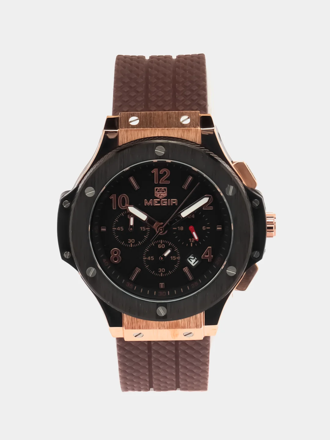 Коричневый мужские наручные часы Megir MN3002G, с хронографом, в подарочной упаковке