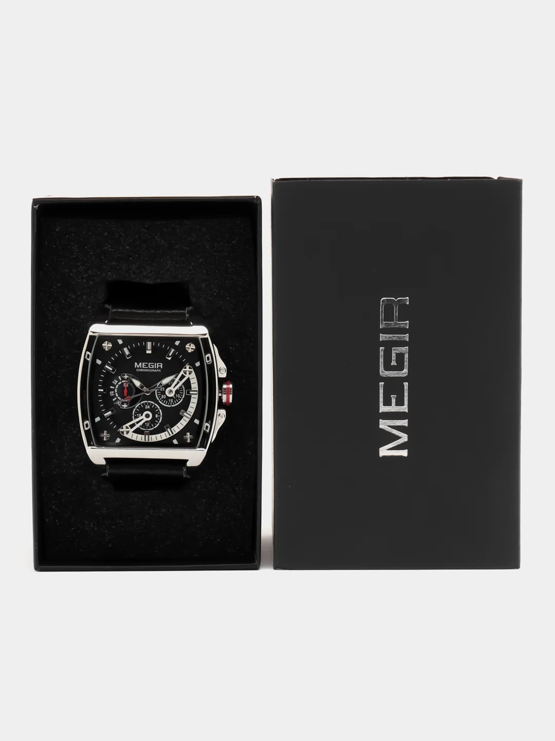 Черный мужские наручные часы Megir ML2204G, с хронографом, в подарочной упаковке