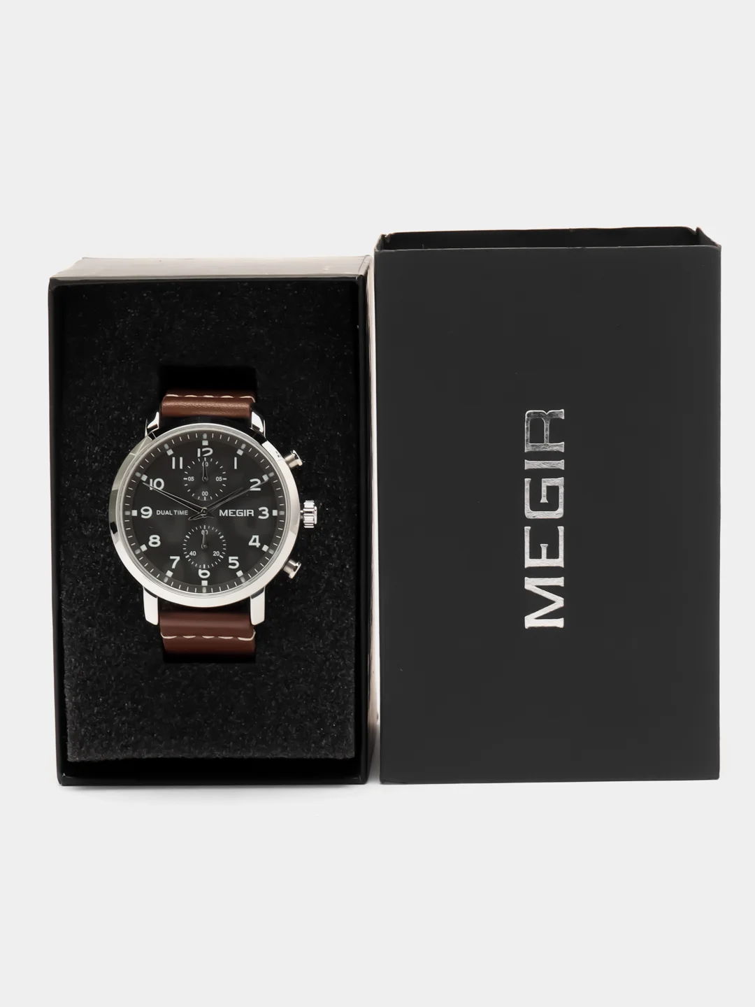 Серый мужские наручные часы Megir ML2160G, с хронографом, в подарочной упаковке