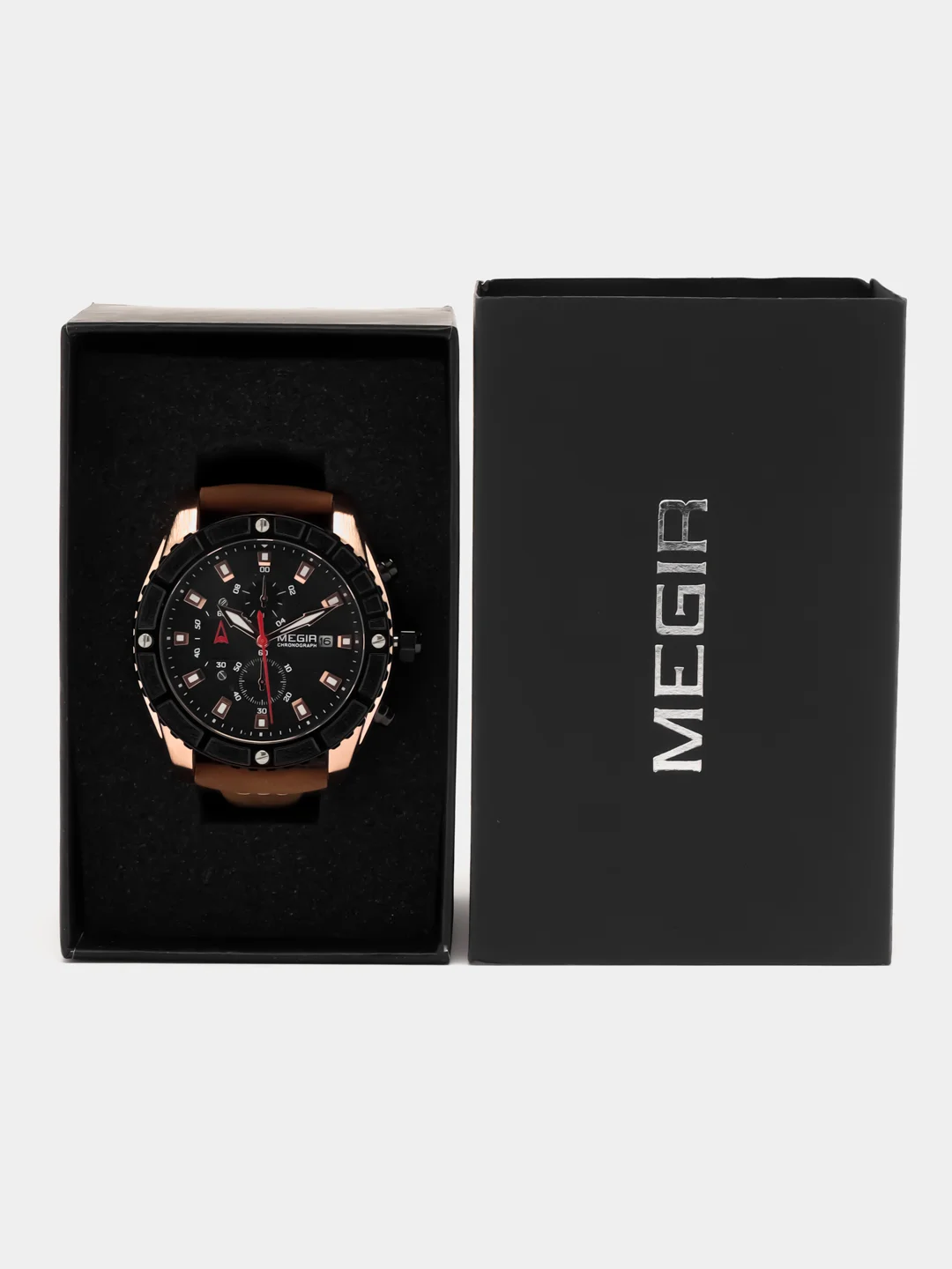 Коричневый мужские наручные часы Megir ML2119G с хронографом, в подарочной упаковке