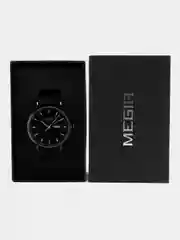 Черный мужские наручные часы Megir MN1081G с календарём, в подарочной упаковке