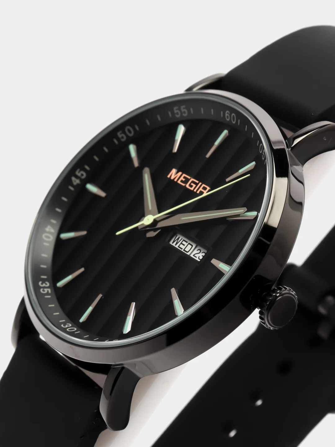 Черный мужские наручные часы Megir MN1081G с календарём, в подарочной упаковке