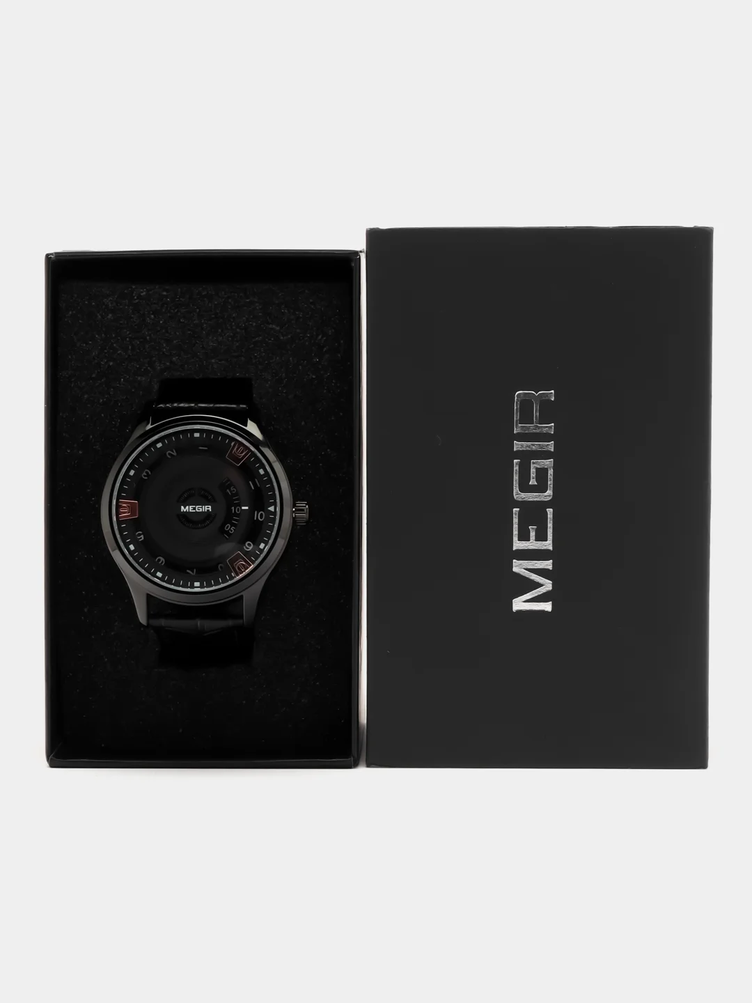 Хром мужские наручные часы Megir ML1067G, с календарём, в подарочной упаковке