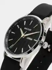 Серебряный мужские наручные часы Megir MN1081G с календарём, в подарочной упаковке