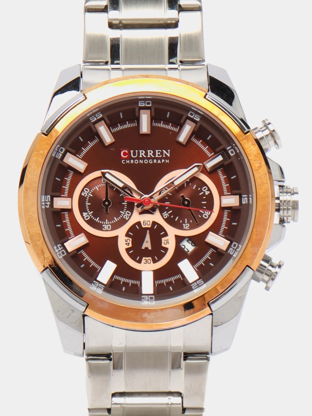 Коричневый мужские наручные часы Curren 8361 с хронографом в подарочной упаковке