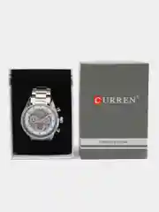 Серебряный мужские наручные часы Curren 8391 с хронографом в подарочной упаковке
