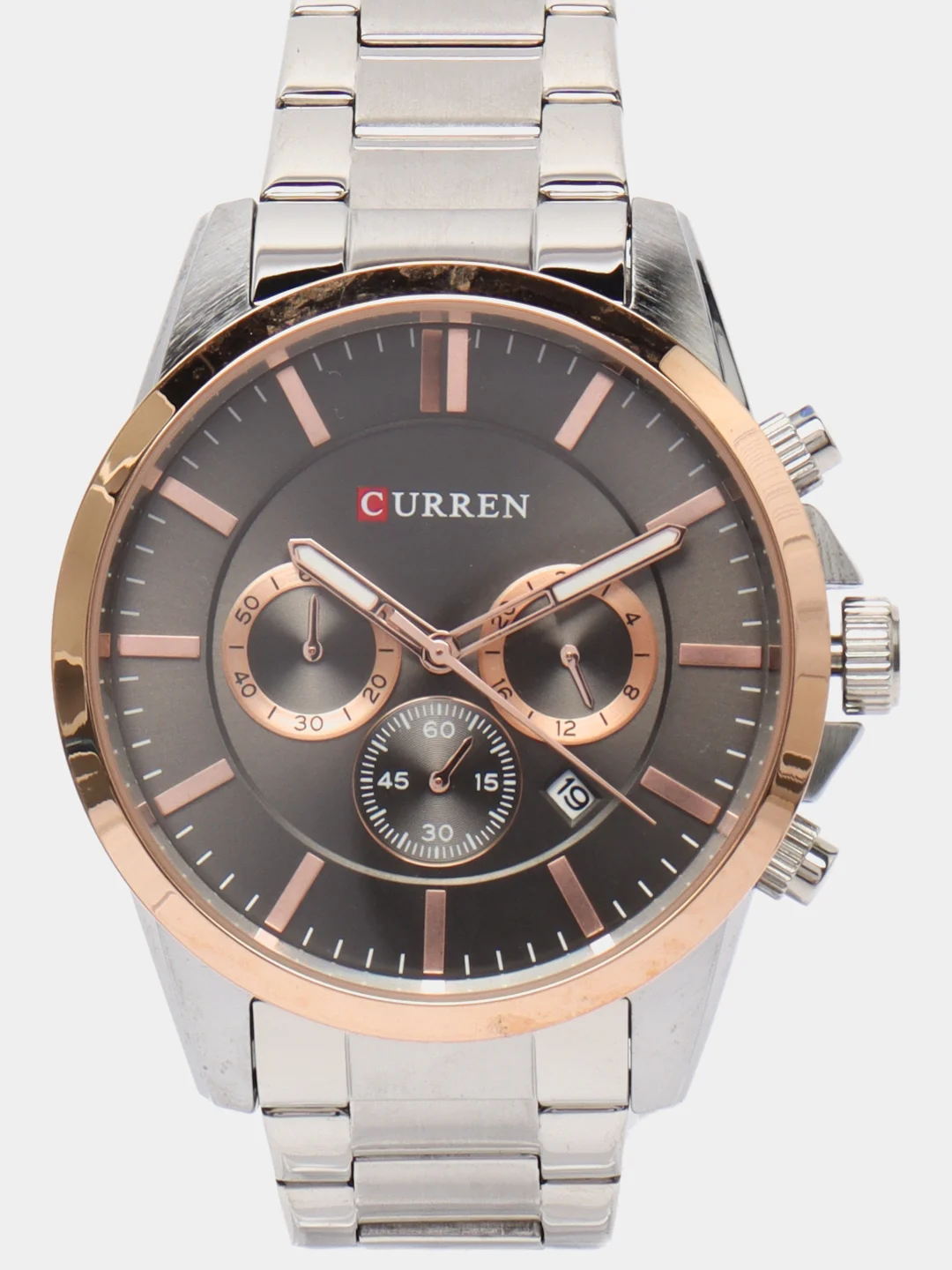 Серебряный мужские наручные часы Curren 8358 с хронографом в подарочной упаковке