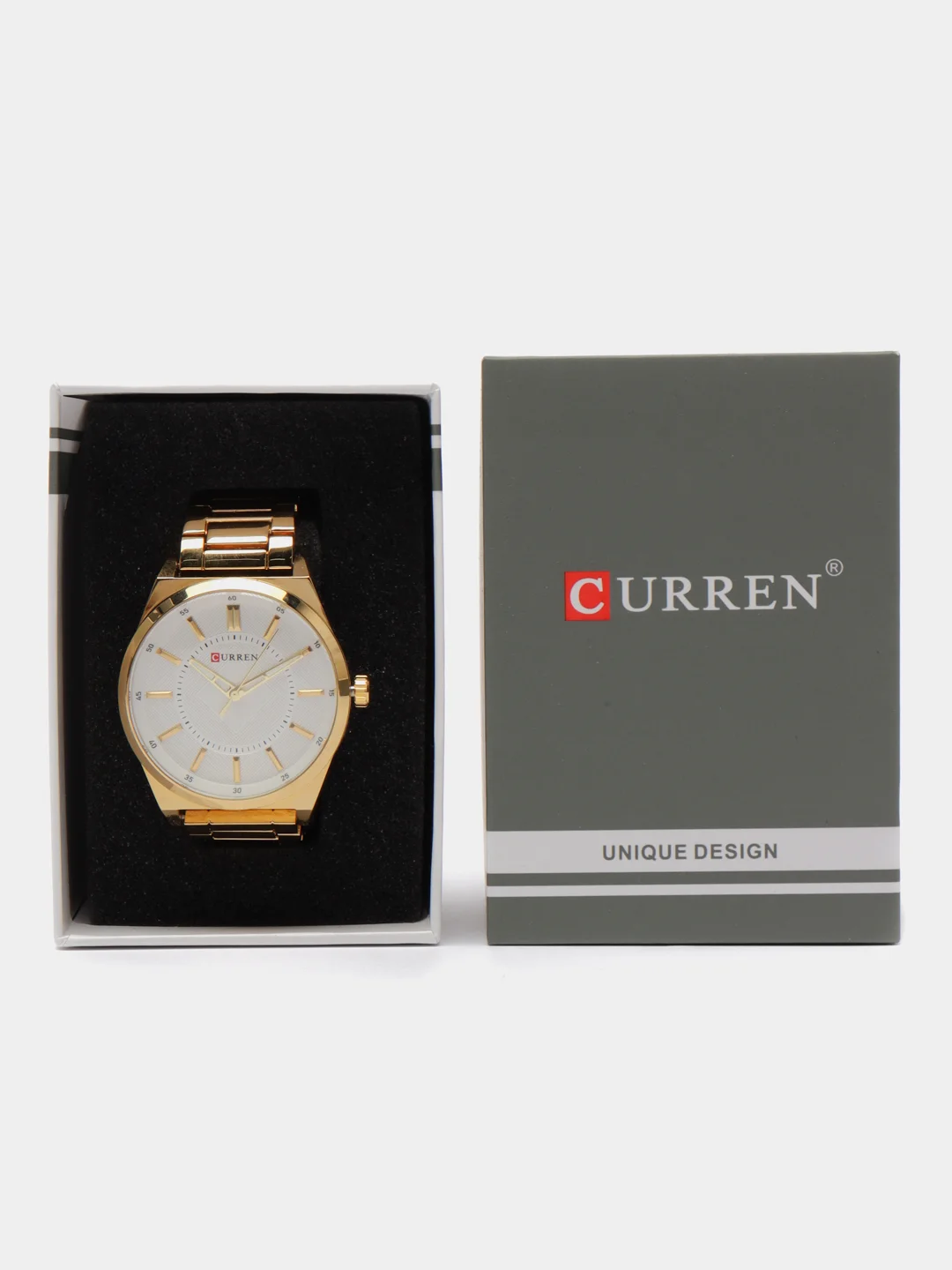 Золотой мужские наручные часы Curren 8407 в подарочной упаковке