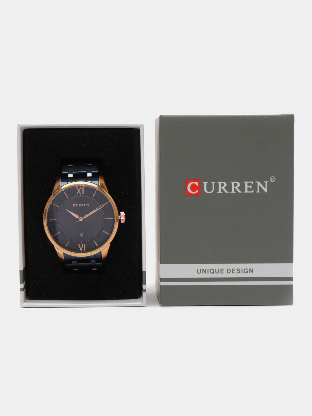 Синий мужские наручные часы Curren 8356 с хронографом в подарочной упаковке