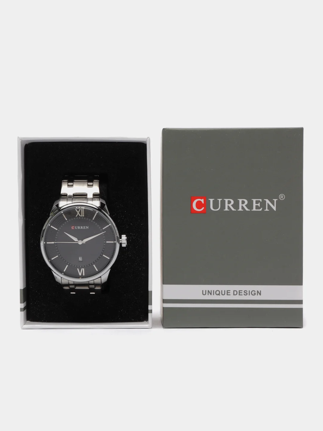 Угольный мужские наручные часы Curren 8356 с хронографом в подарочной упаковке