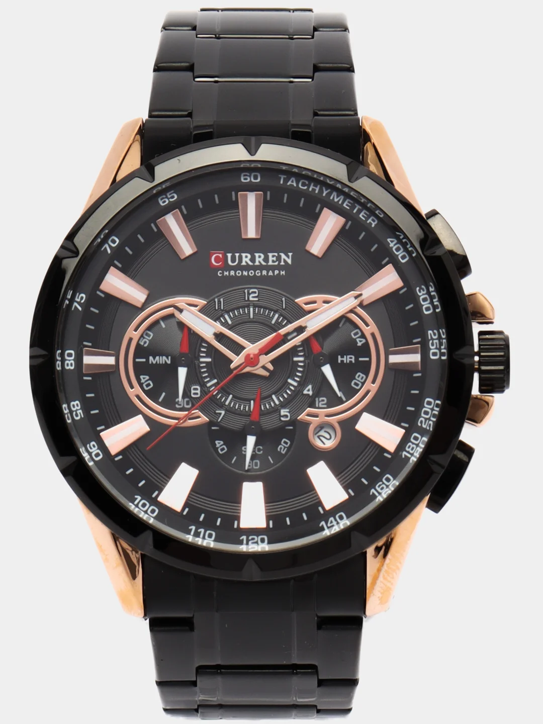 Черный мужские наручные часы Curren 8363 c хронографом в подарочной упаковке