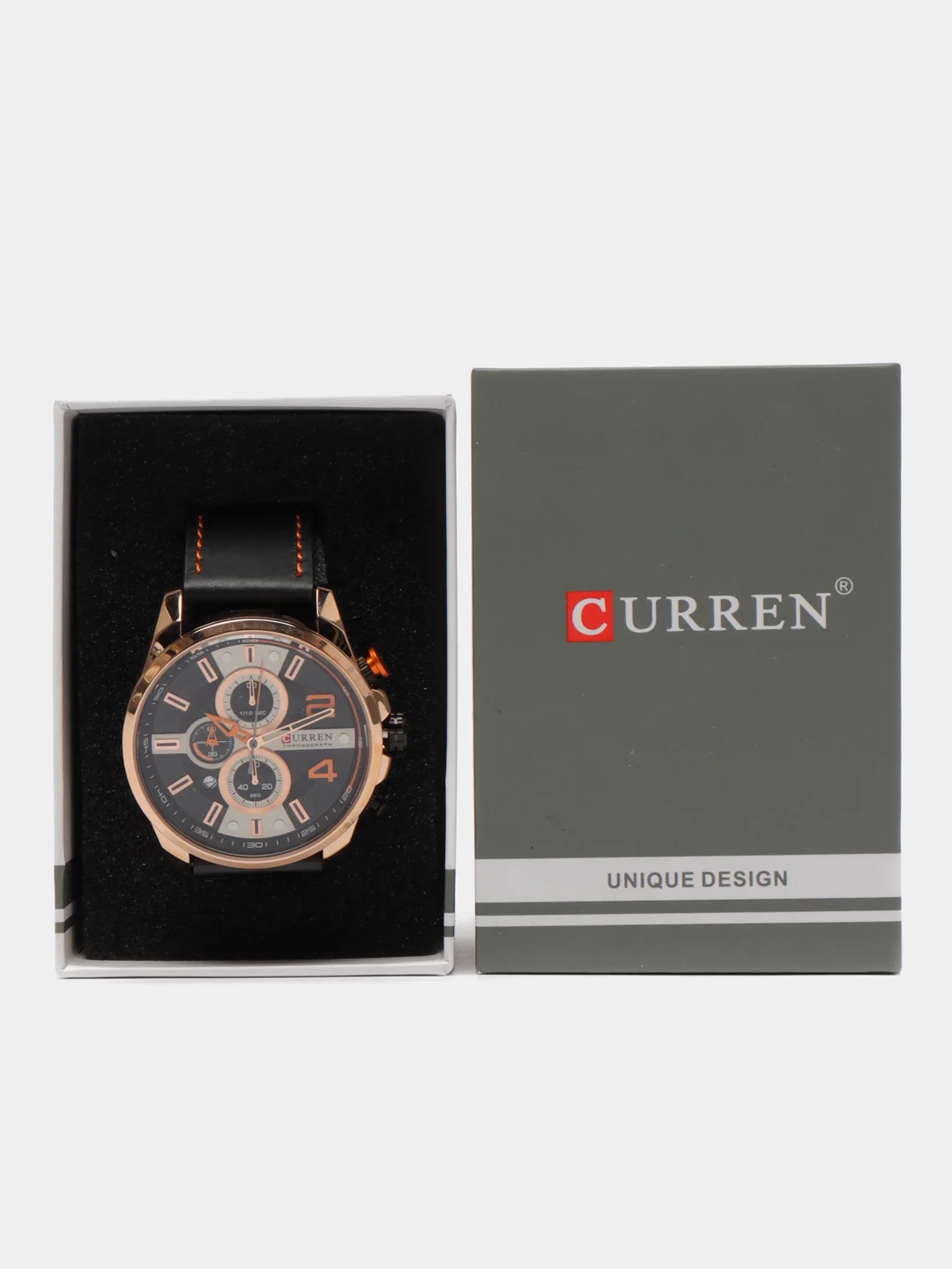 Черный мужские наручные часы Curren 8393 с хронографом в подарочной упаковке