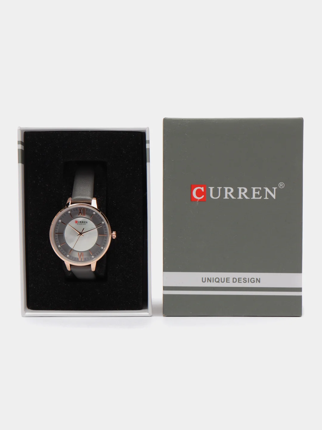 Серый женские наручные часы Curren 9080 в подарочной упаковке