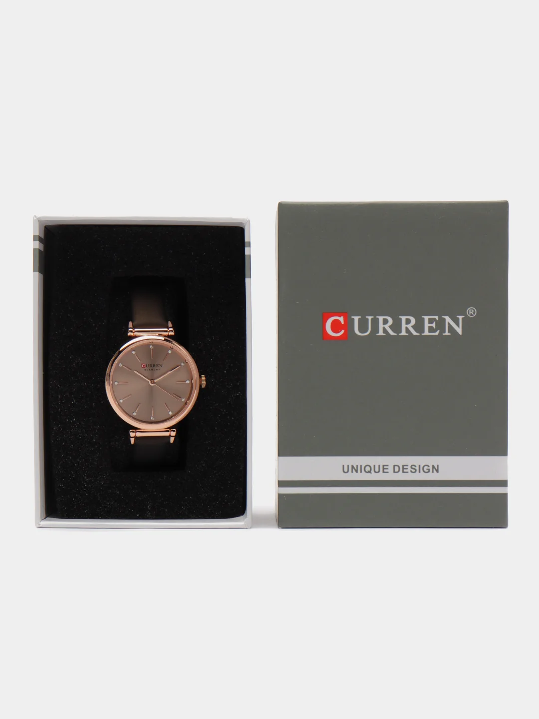 Коричневый женские наручные часы Curren 9081 в подарочной упаковке