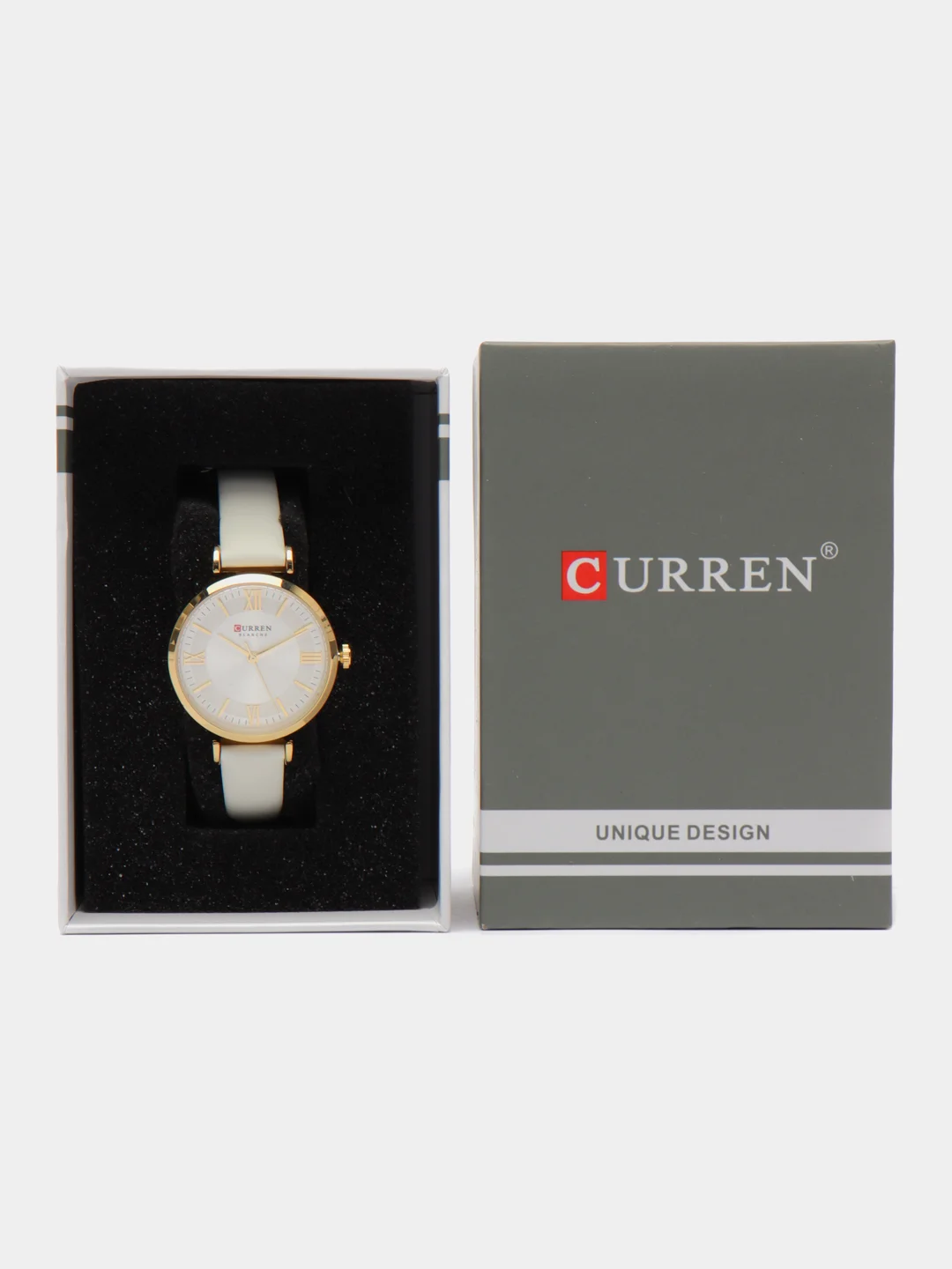 Белый женские наручные часы Curren 9079 в подарочной упаковке