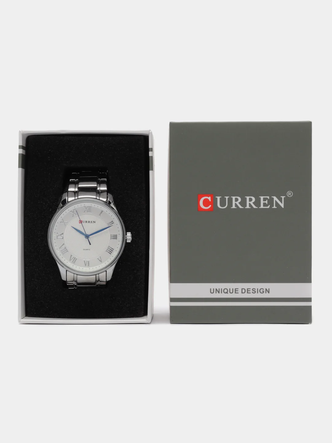 Серебряный мужские наручные часы Curren 8409 в подарочной упаковке