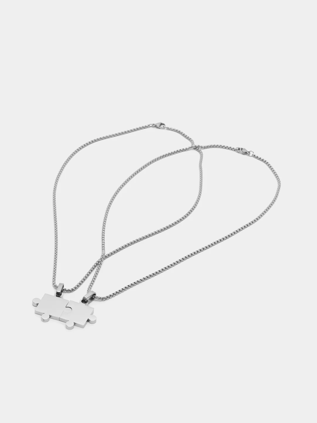 Серебряный цепочка на шею для друзей, влюбленных "Пазл", 50 см