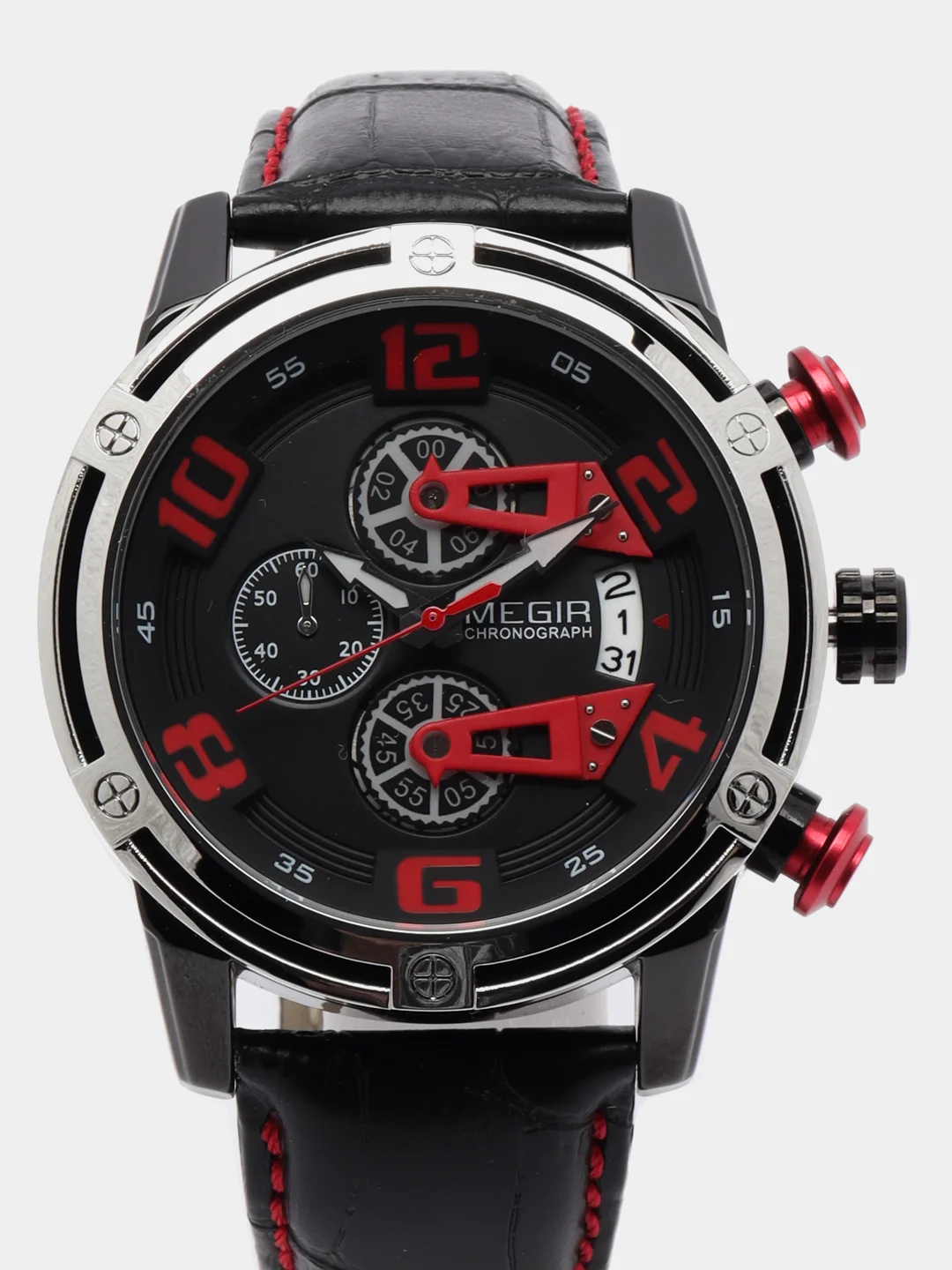 Красный мужские наручные часы Megir ML2078G, с хронографом, в подарочной упаковке