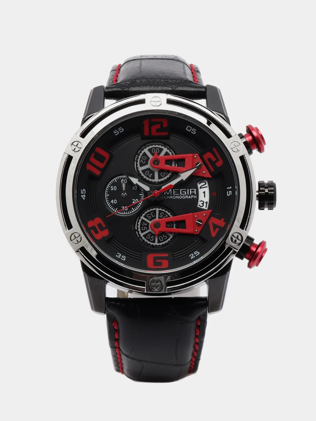 Красный мужские наручные часы Megir ML2078G, с хронографом, в подарочной упаковке