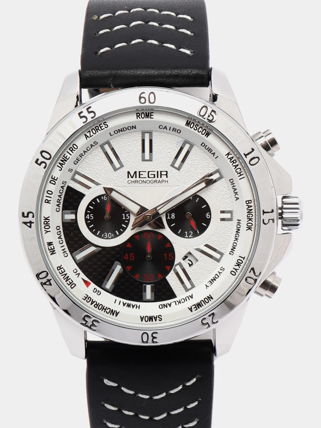 Серебряный мужские наручные часы Megir ML2103G с хронографом, в подарочной упаковке