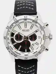 Серебряный мужские наручные часы Megir ML2103G с хронографом, в подарочной упаковке