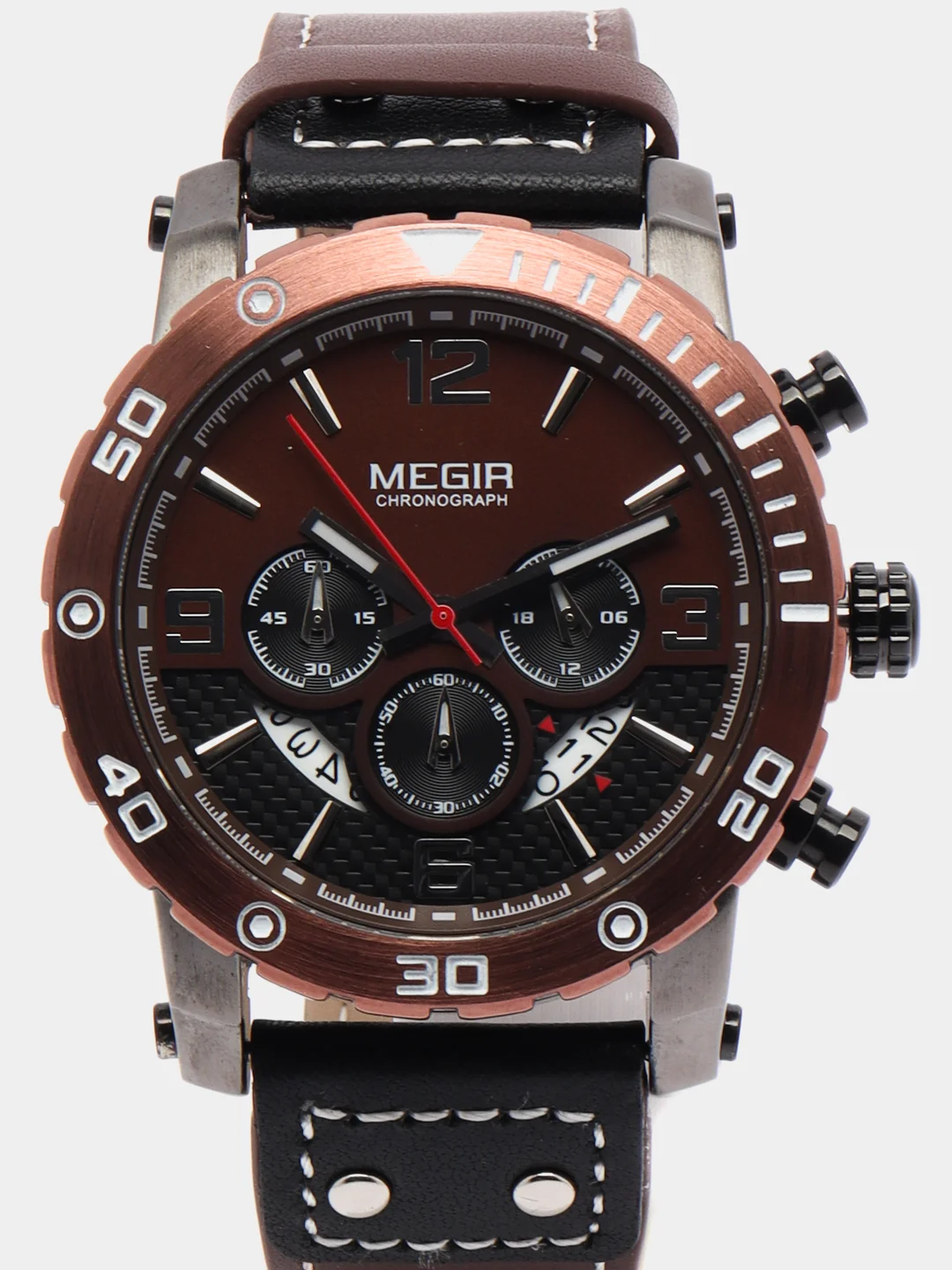 Коричневый мужские наручные часы Megir ML2084G, с хронографом, в подарочной упаковке
