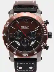 Коричневый мужские наручные часы Megir ML2084G, с хронографом, в подарочной упаковке