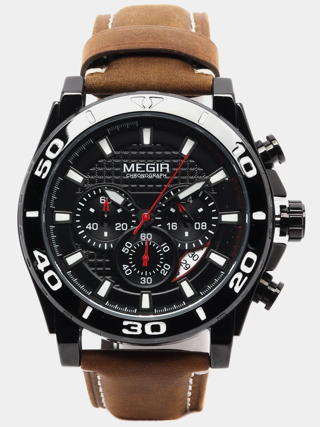 Коричневый мужские наручные часы Megir ML2094G, с хронографом, в подарочной упаковке