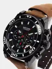 Коричневый мужские наручные часы Megir ML2094G, с хронографом, в подарочной упаковке