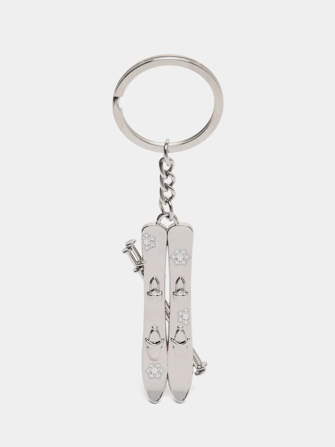 Серебряный брелок для ключей спорт, сноуборд, лыжи, самокат, коньки, лыжник, бокс