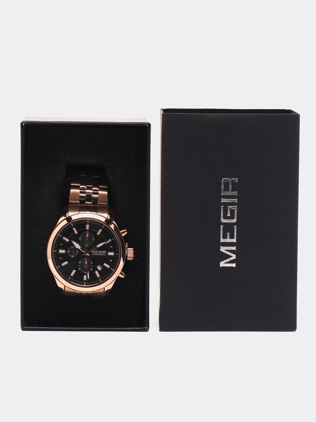 Бронзовый мужские наручные часы Megir MS2154G, с хронографом, в подарочной упаковке